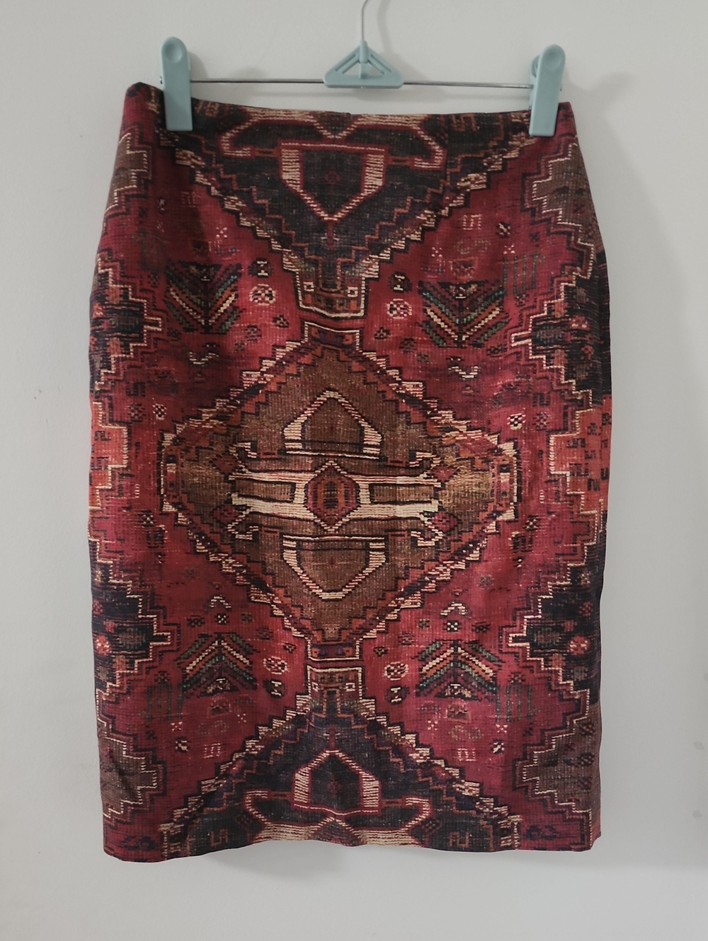 Tory Burch Red and Brown Geometric Pencil Skirt Size 2 - Western Boho Chic